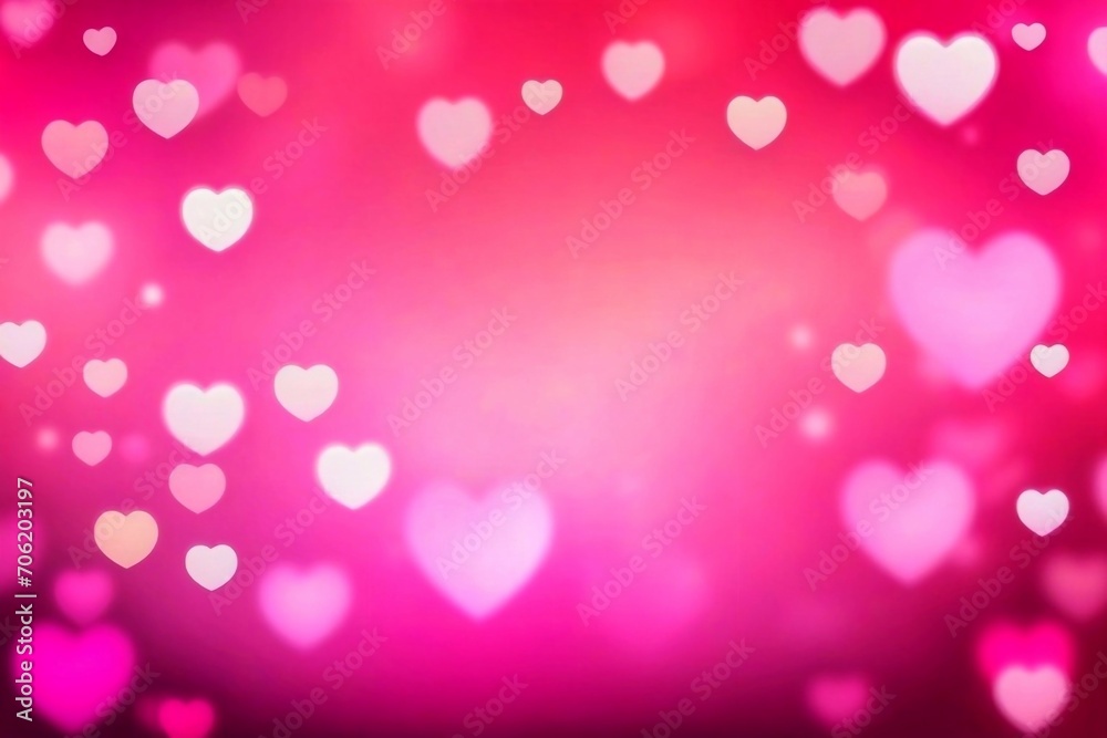 background Pink Valentine's background with heart-shaped bokeh lights in the background