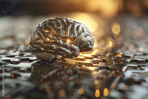 Brain from metallic puzzle photo