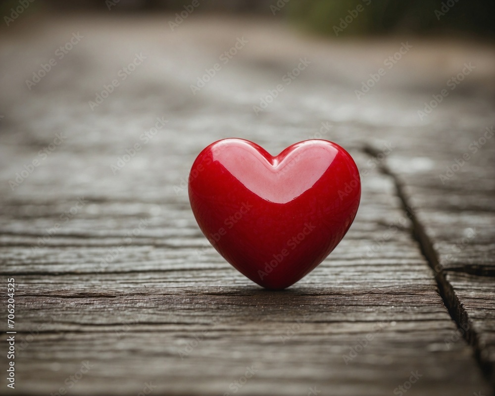 Red 3d heart on a wooden background. Valentine's Day, Mother's Day, Women's Day. Red 3d heart on a wooden background. Valentine's Day, Mother's Day, Women's Day.