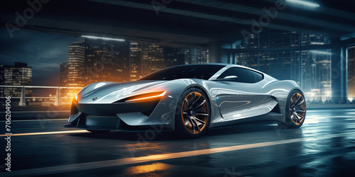 The car is a model of the company's company, Illustration of a racing car, The car of the future is a brand new model.