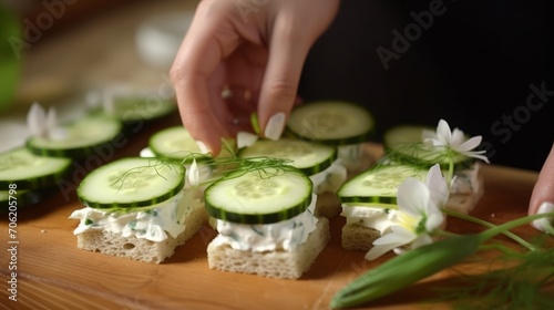 Preparing Fresh Cucumber Sandwiches