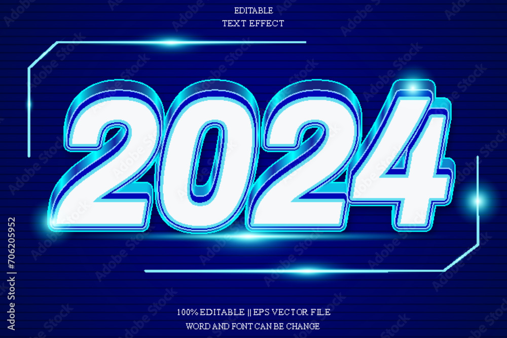2024 Editable Text Effect Emboss Gradient Style 2024 Editable Text Effect Emboss Gradient Style