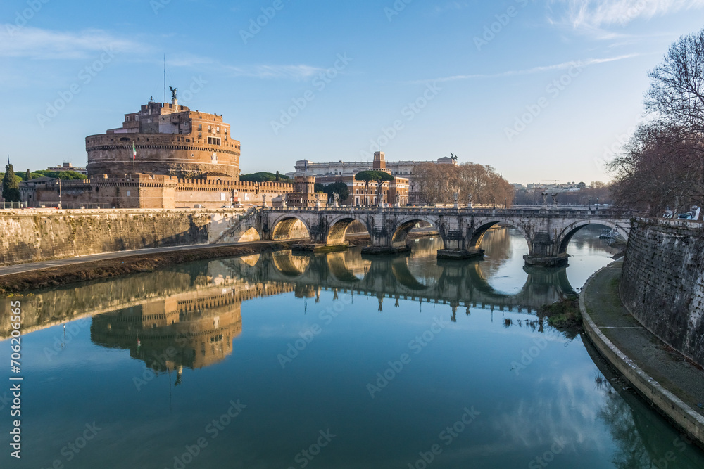 Tiber river in Rome, Italy