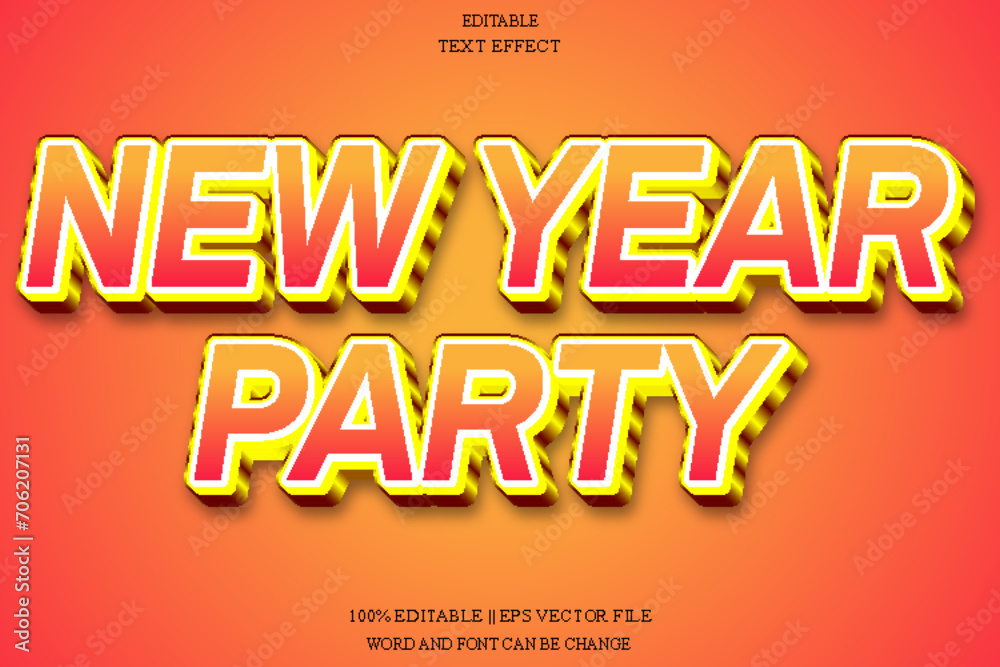 New Year Party Editable Text Effect Emboss Gradient Style