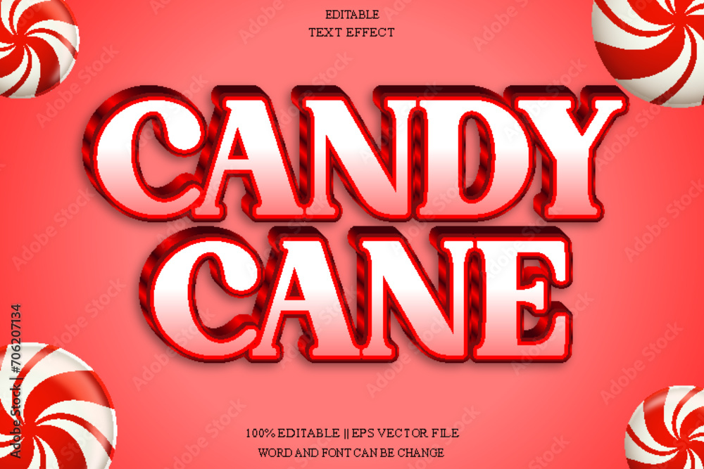 Candy Cane Editable Text Effect Emboss Gradient Style
