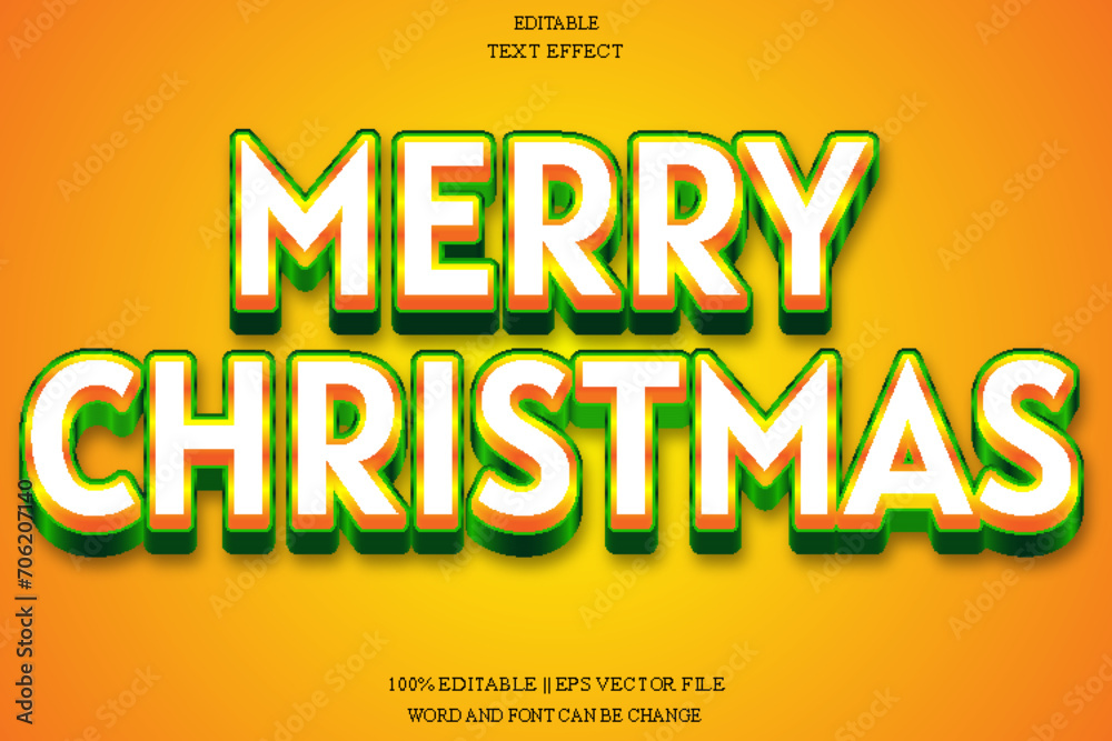 Merry Christmas Editable Text Effect Emboss Gradient Style