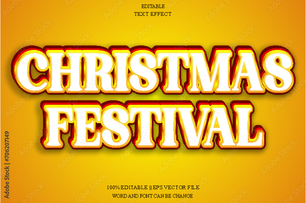 Christmas Festival Editable Text Effect Emboss Gradient Style