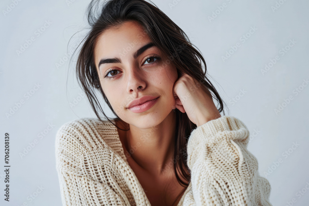 Young woman posing in front of clean background.Copyspace for text. Young woman posing in front of clean background.Copyspace for text.