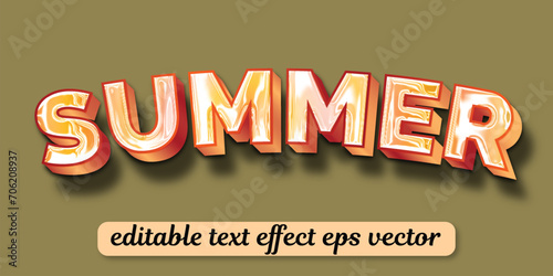 Summer 3d Text Effect Editable 3D Style eps vector