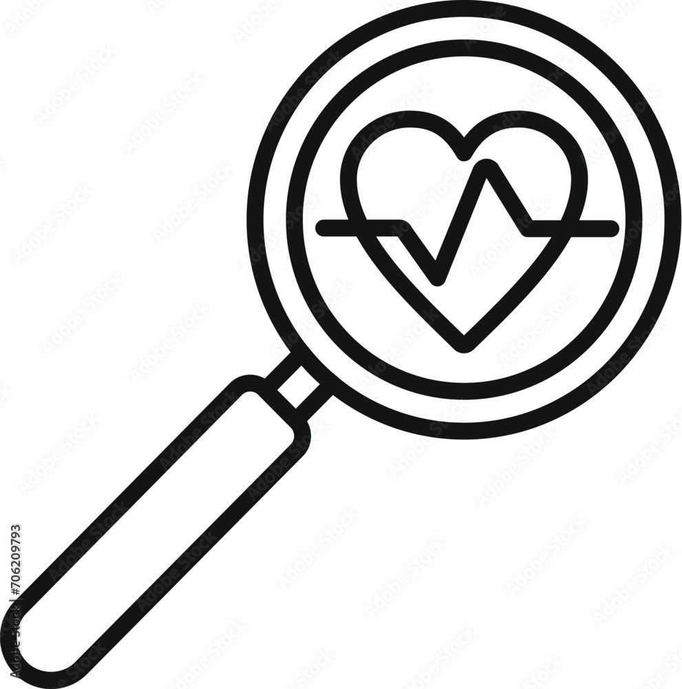 Search magnifier heart rate icon outline vector. Body disease. Health effect Search magnifier heart rate icon outline vector. Body disease. Health effect