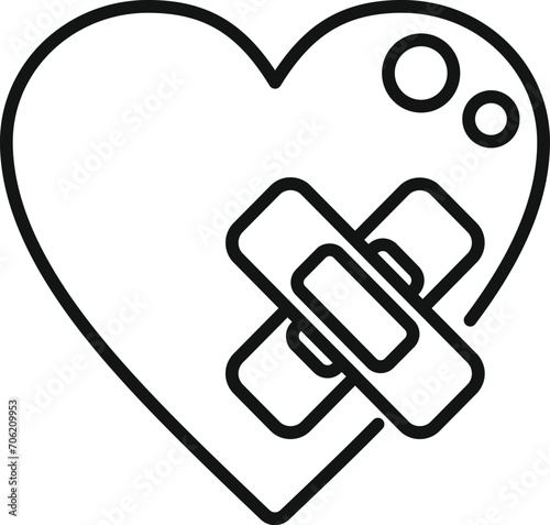 Sick heart person icon outline vector. Pain impact. Unhealthy palpitating impact