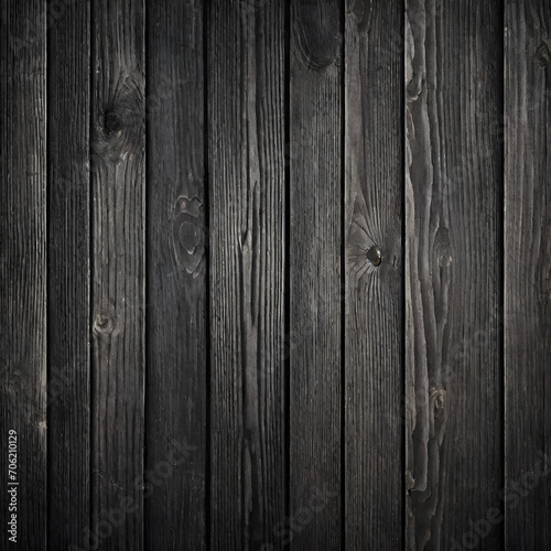 Dark gray wood background. Old shabby wooden planks. Black grunge background. Long banner with vintage planks texture