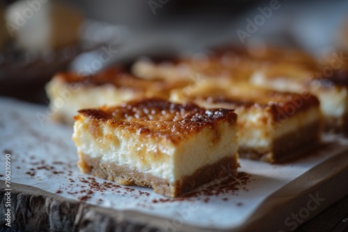 Cream brule cheesecake bars. Food Mashup