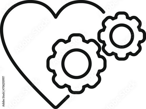 Heart gear palpitating icon outline vector. Aliment disease. Aorta heart effect photo