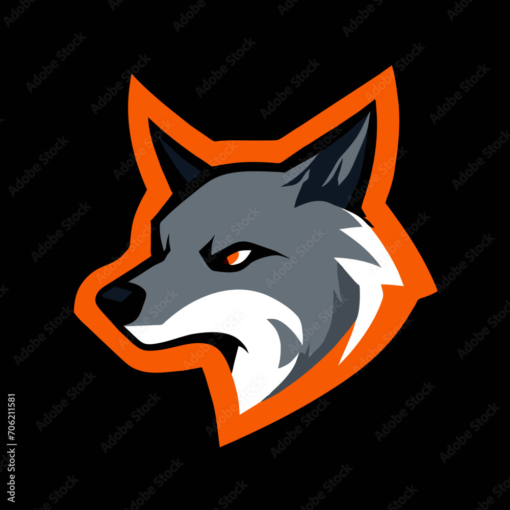 Obraz premium wolf head flat logo design