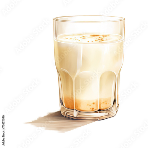 Eggnog, Beverages Illustration. Watercolor Style. AI Generated