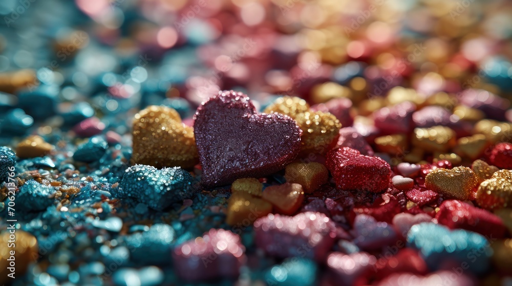 a pile of colorful candies sitting on top of a pile of blue, pink, and yellow candies. a pile of colorful candies sitting on top of a pile of blue, pink, and yellow candies.