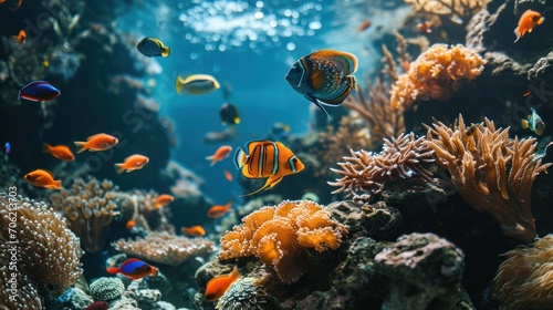  a large aquarium filled with lots of different types of corals and sea anemones and sea anemones.