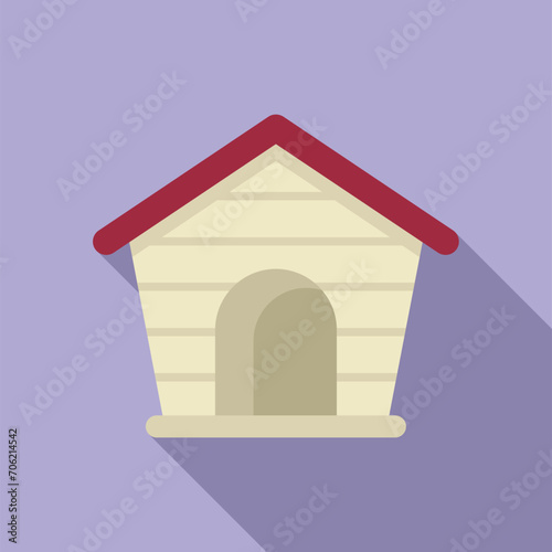 Small dog kennel icon flat vector. Wood cabin. Domesticated creature