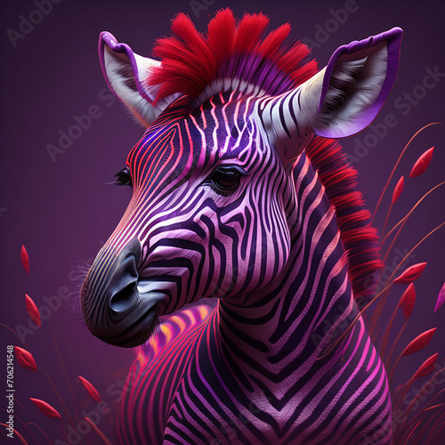 lila Zebra mit rot lila M  hne