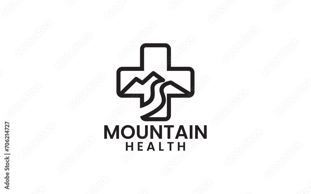 Obraz premium Medical cross mountain outdoor logo design