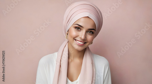 Wallpaper Mural Beautiful Muslim woman smiling and laughing wearing a hijab and decorated shawl Torontodigital.ca