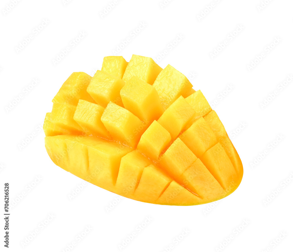 Fresh yellow mango and slice on transparent png Fresh yellow mango and slice on transparent png