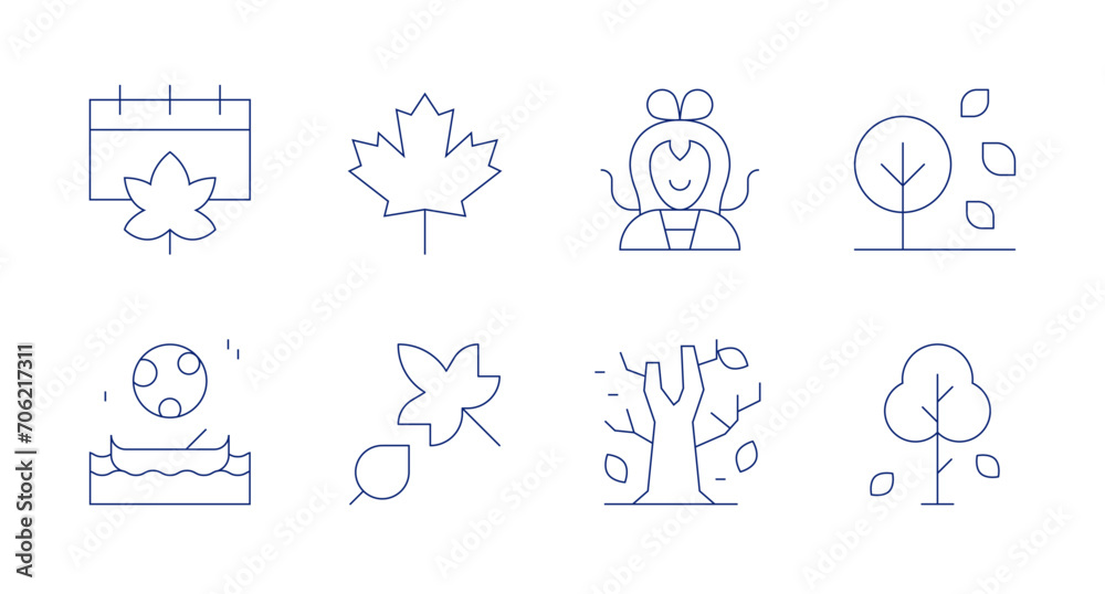 Autumn icons. Editable stroke. Containing goddess, autumn, mid autumn festival, leaves, fall, maple.