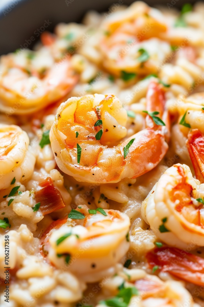 Creamy Shrimp Risotto with Sprinkled Parsley