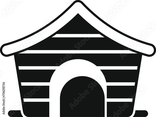 Wooden dog kennel icon simple vector. Cabin space. Cottage hut puppy