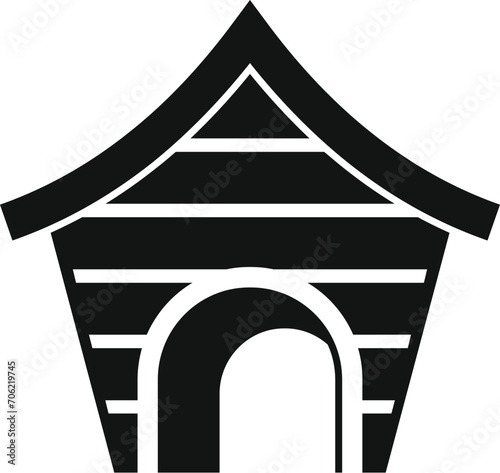 Round enter dog kennel icon simple vector. Wooden design. Dwelling outdoor