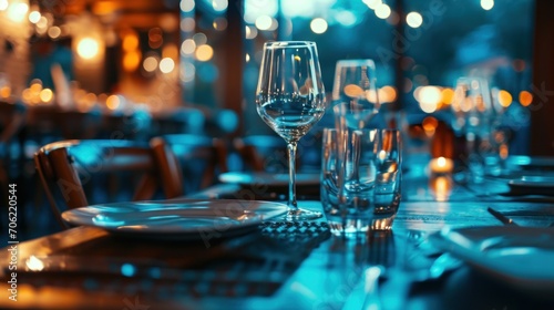  a close up of a table with a wine glass and a wine glass next to a wine glass on a plate.