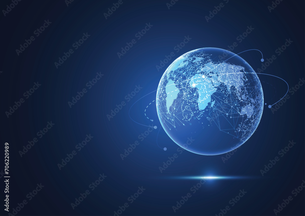 Fototapeta premium Global network connection. World map point and line composition concept of global business. Vector Illustration