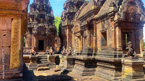 Banteay Srei Temple was built in honor of the god Shiva, a temple of the Khmer civilization, located on the territory of Angkor in Cambodia photo