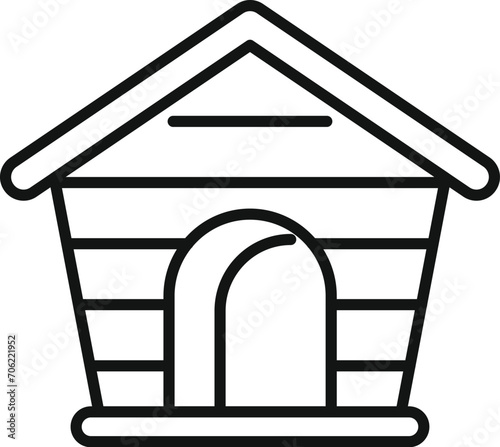 Small dog kennel icon outline vector. Wood cabin. Domesticated creature