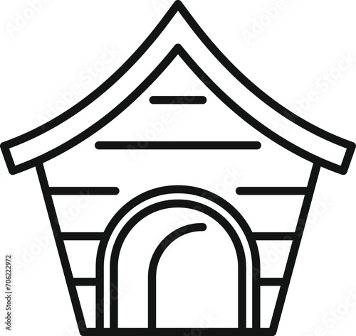 Care dog kennel icon outline vector. Roof home. Hut puppy creature