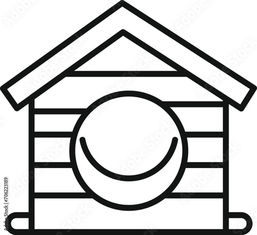 Round enter dog kennel icon outline vector. Wooden design. Dwelling outdoor