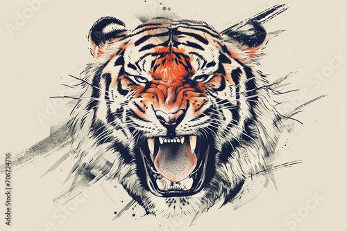 draw a tiger scribble style