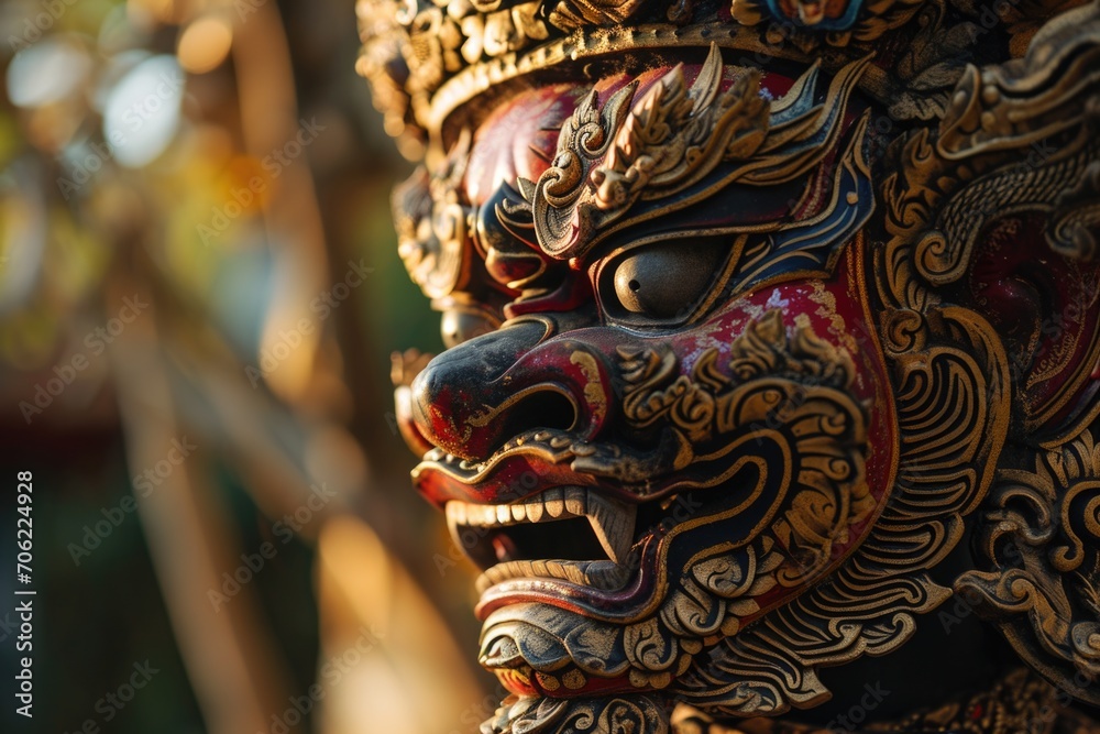 Sacred traditional masquerade parade, with dancing and scary figures for the Nyepi holiday