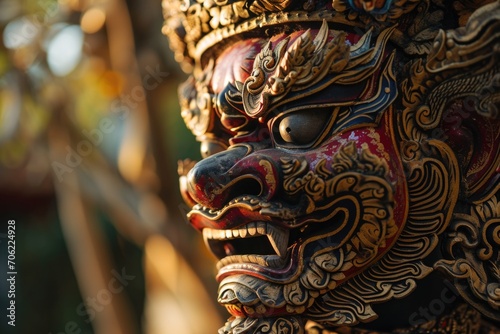 Sacred traditional masquerade parade  with dancing and scary figures for the Nyepi holiday