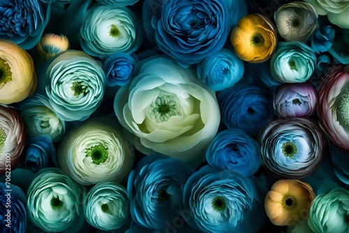 Inverted image of ranunculus flower