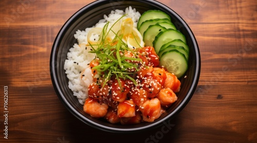 Delicious Shrimp Rice Bowl with Fresh Vegetables