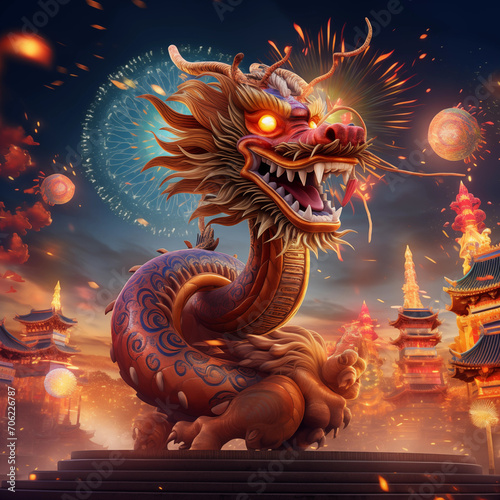 Chinese New Year Celebration Dragon Illustration © Creative Visionery