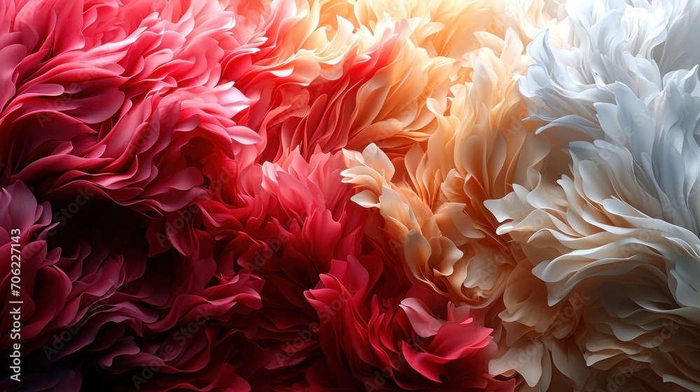  a close up of a bunch of flowers in different colors of pink, red, yellow, white and black.