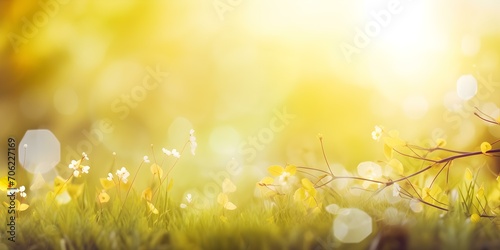 Blooming Flowers in Sunlit Green Meadow