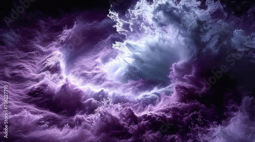  a purple and white swirl in the middle of a black and white cloud filled with purple and white clouds in the middle of a black and white cloud filled sky.