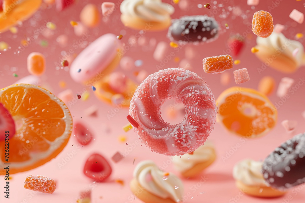 Food flying, product advertisement 3d product showcase Food flying, product advertisement 3d product showcase