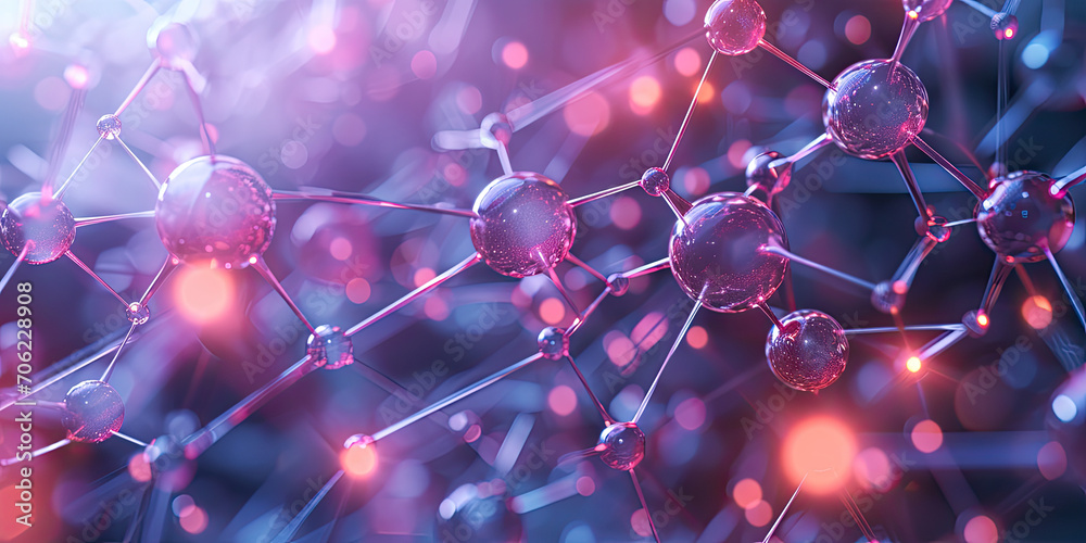 A digital background featuring a network of interconnected atomic or ...