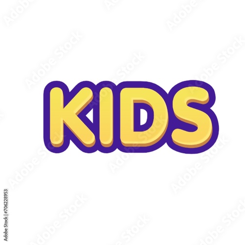 3D Kids text on white background
