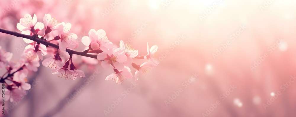 Blossoming Cherry Branches Under Soft Sunlight